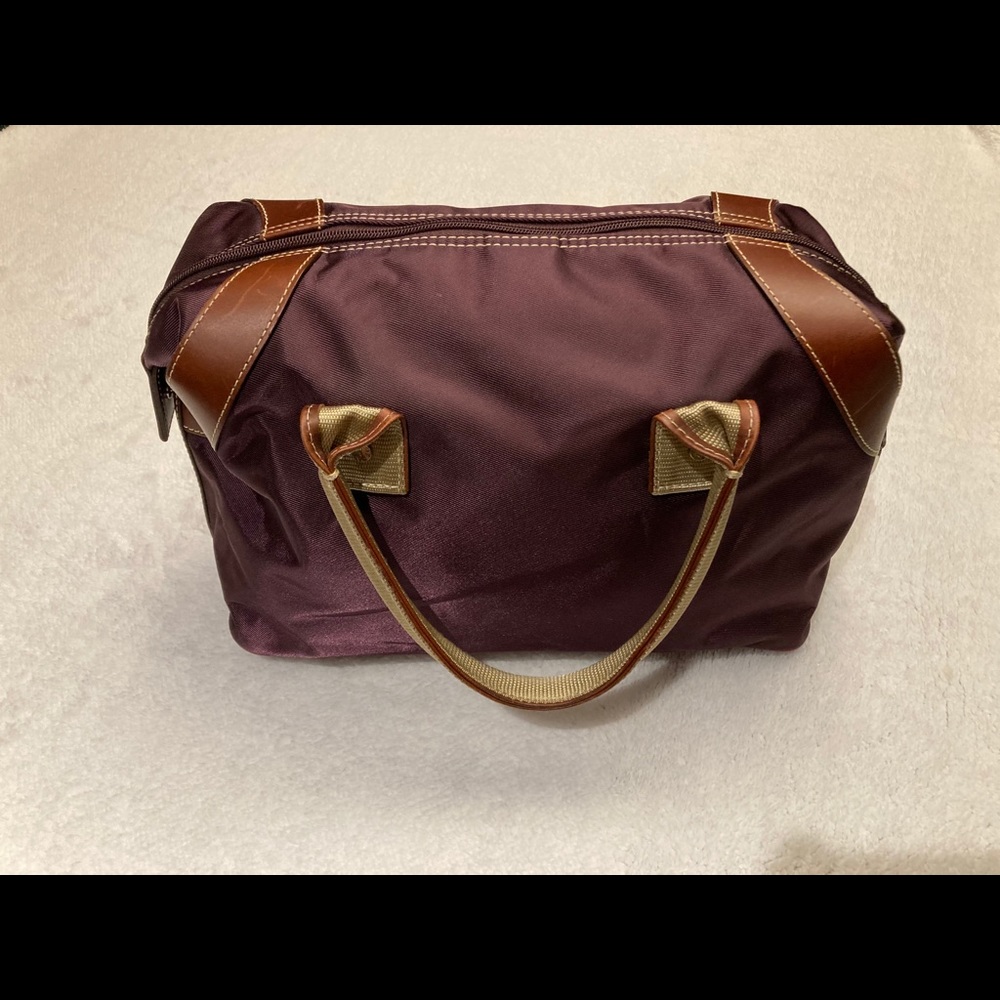 Lancel purse:purple w. leather trim. Vintage 90’s.